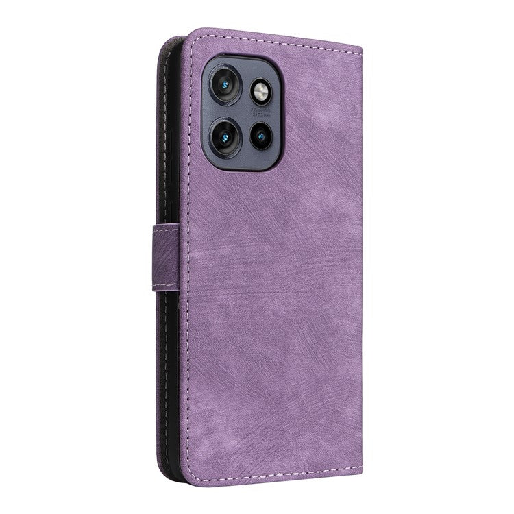 For Motorola Thinkphone 25 5G / Edge 50 Neo 5G / Moto S50 5G Wallet Case RFID Blocking PU Leather Cover Stand View - Purple