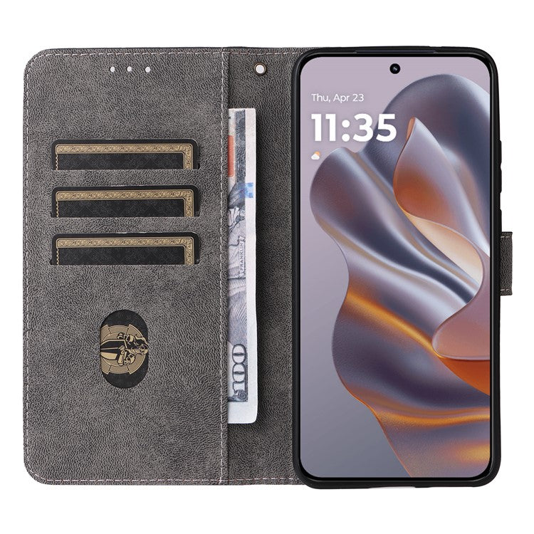 For Motorola Thinkphone 25 5G / Edge 50 Neo 5G / Moto S50 5G Wallet Case RFID Blocking PU Leather Cover Stand View - Black