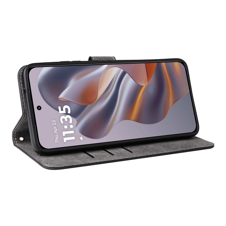 For Motorola Thinkphone 25 5G / Edge 50 Neo 5G / Moto S50 5G Wallet Case RFID Blocking PU Leather Cover Stand View - Black