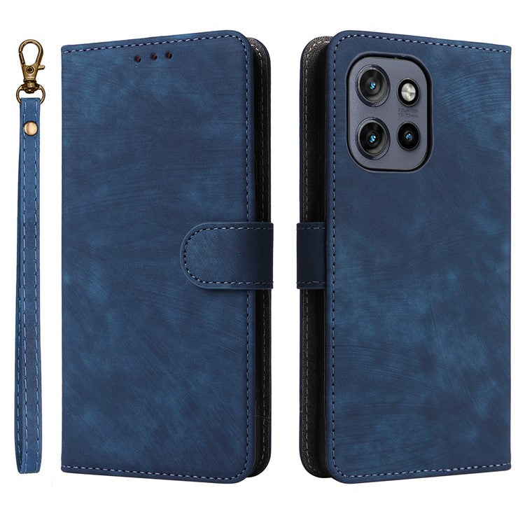 For Motorola Thinkphone 25 5G / Edge 50 Neo 5G / Moto S50 5G Wallet Case RFID Blocking PU Leather Cover Stand View - Blue