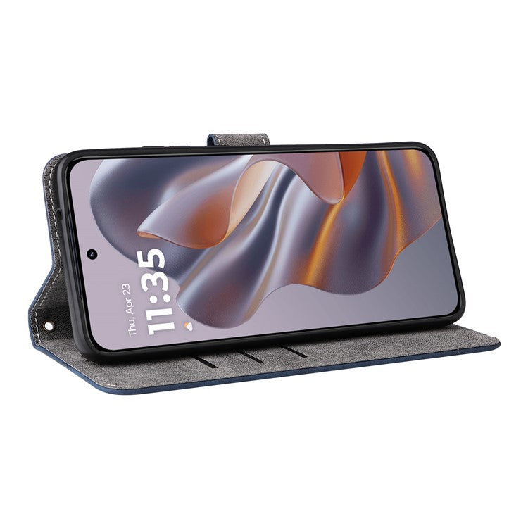 For Motorola Thinkphone 25 5G / Edge 50 Neo 5G / Moto S50 5G Wallet Case RFID Blocking PU Leather Cover Stand View - Blue