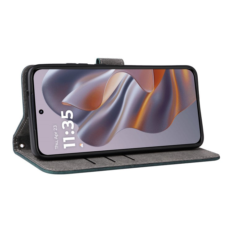 For Motorola Thinkphone 25 5G / Edge 50 Neo 5G / Moto S50 5G Wallet Case RFID Blocking PU Leather Cover Stand View - Green