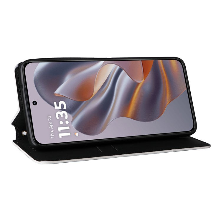 For Motorola Thinkphone 25 5G / Edge 50 Neo 5G / Moto S50 5G Wallet Case Rhombus Imprinted Leather Phone Cover - Silver