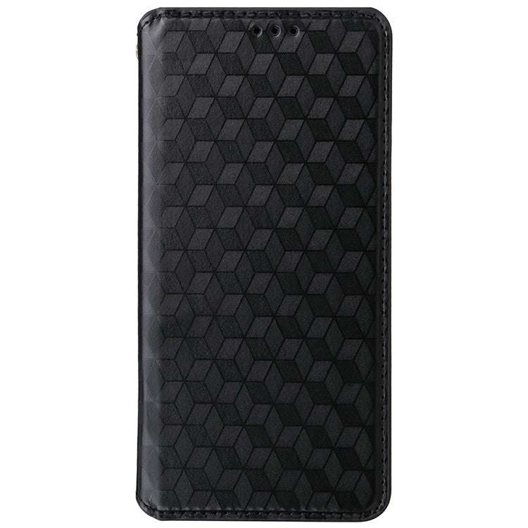 For Motorola Thinkphone 25 5G / Edge 50 Neo 5G / Moto S50 5G Wallet Case Rhombus Imprinted Leather Phone Cover - Black
