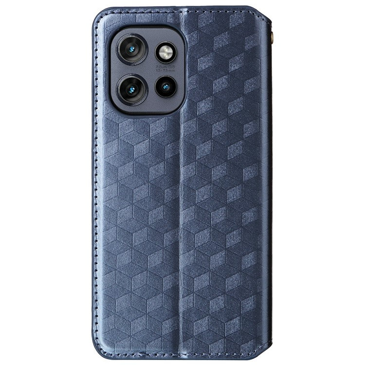 For Motorola Thinkphone 25 5G / Edge 50 Neo 5G / Moto S50 5G Wallet Case Rhombus Imprinted Leather Phone Cover - Blue