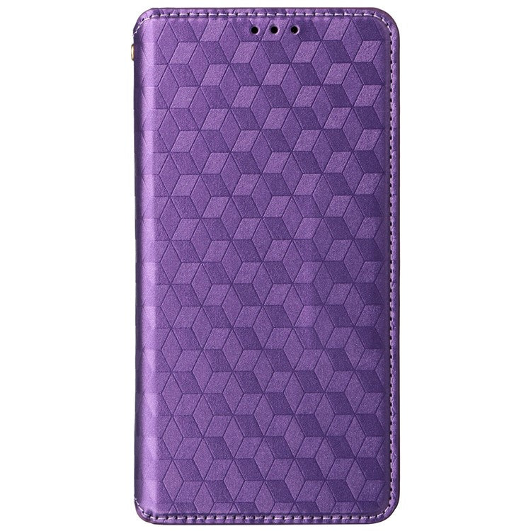 For Motorola Thinkphone 25 5G / Edge 50 Neo 5G / Moto S50 5G Wallet Case Rhombus Imprinted Leather Phone Cover - Purple