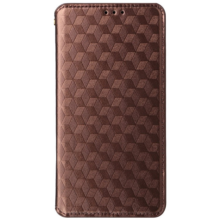 For Motorola Thinkphone 25 5G / Edge 50 Neo 5G / Moto S50 5G Wallet Case Rhombus Imprinted Leather Phone Cover - Brown