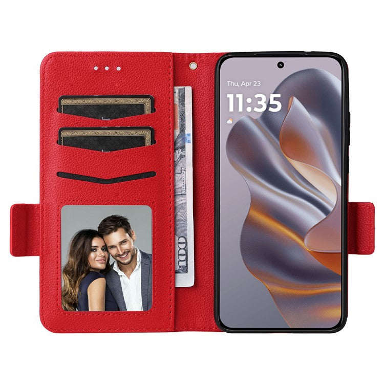 For Motorola Thinkphone 25 5G / Edge 50 Neo 5G / Moto S50 5G Case Litchi Texture PU Leather Wallet Flip Phone Cover - Red