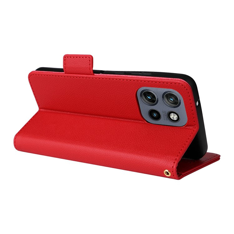 For Motorola Thinkphone 25 5G / Edge 50 Neo 5G / Moto S50 5G Case Litchi Texture PU Leather Wallet Flip Phone Cover - Red