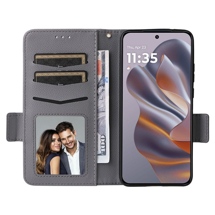 For Motorola Thinkphone 25 5G / Edge 50 Neo 5G / Moto S50 5G Case Litchi Texture PU Leather Wallet Flip Phone Cover - Grey