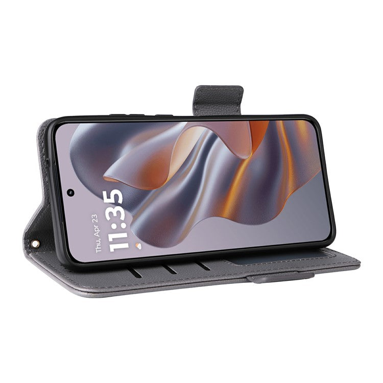 For Motorola Thinkphone 25 5G / Edge 50 Neo 5G / Moto S50 5G Case Litchi Texture PU Leather Wallet Flip Phone Cover - Grey