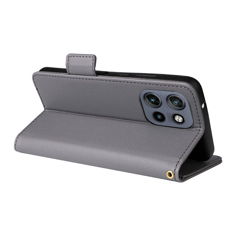 For Motorola Thinkphone 25 5G / Edge 50 Neo 5G / Moto S50 5G Case Litchi Texture PU Leather Wallet Flip Phone Cover - Grey