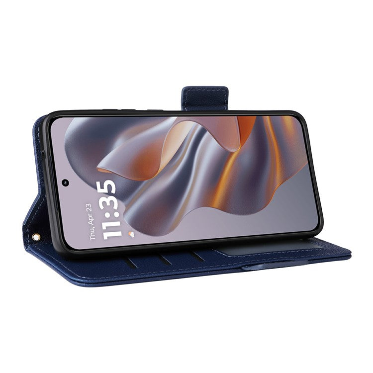 For Motorola Thinkphone 25 5G / Edge 50 Neo 5G / Moto S50 5G Case Litchi Texture PU Leather Wallet Flip Phone Cover - Dark Blue