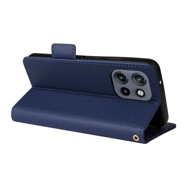 For Motorola Thinkphone 25 5G / Edge 50 Neo 5G / Moto S50 5G Case Litchi Texture PU Leather Wallet Flip Phone Cover - Dark Blue