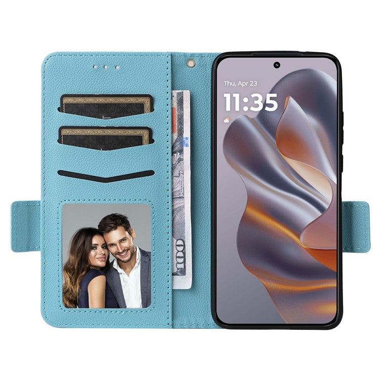 For Motorola Thinkphone 25 5G / Edge 50 Neo 5G / Moto S50 5G Case Litchi Texture PU Leather Wallet Flip Phone Cover - Baby Blue