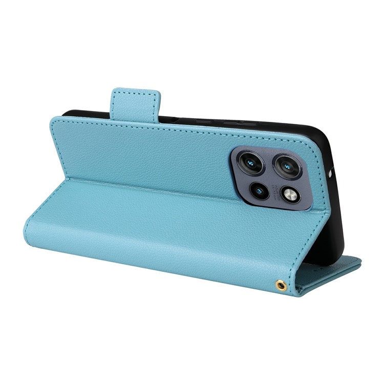 For Motorola Thinkphone 25 5G / Edge 50 Neo 5G / Moto S50 5G Case Litchi Texture PU Leather Wallet Flip Phone Cover - Baby Blue