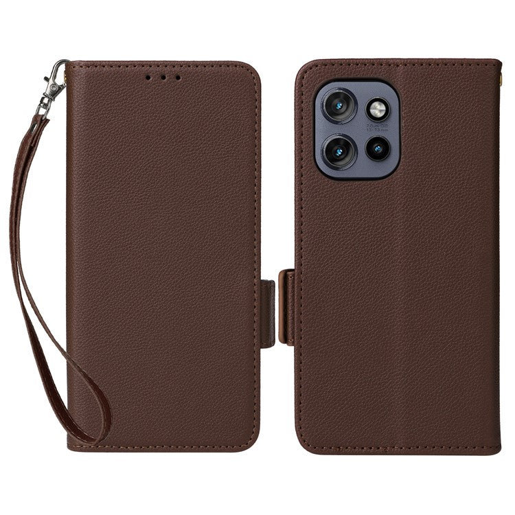 For Motorola Thinkphone 25 5G / Edge 50 Neo 5G / Moto S50 5G Case Litchi Texture PU Leather Wallet Flip Phone Cover - Brown