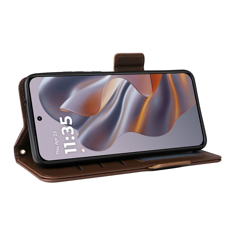 For Motorola Thinkphone 25 5G / Edge 50 Neo 5G / Moto S50 5G Case Litchi Texture PU Leather Wallet Flip Phone Cover - Brown