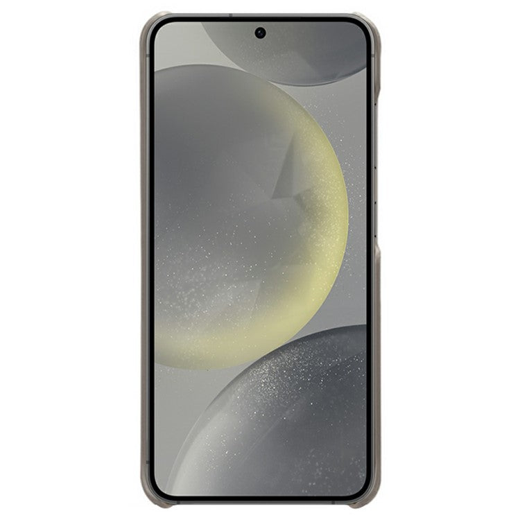 For Samsung Galaxy S24 FE 5G Case Calf Texture PU Leather Hard PC Protective Phone Cover - Grey