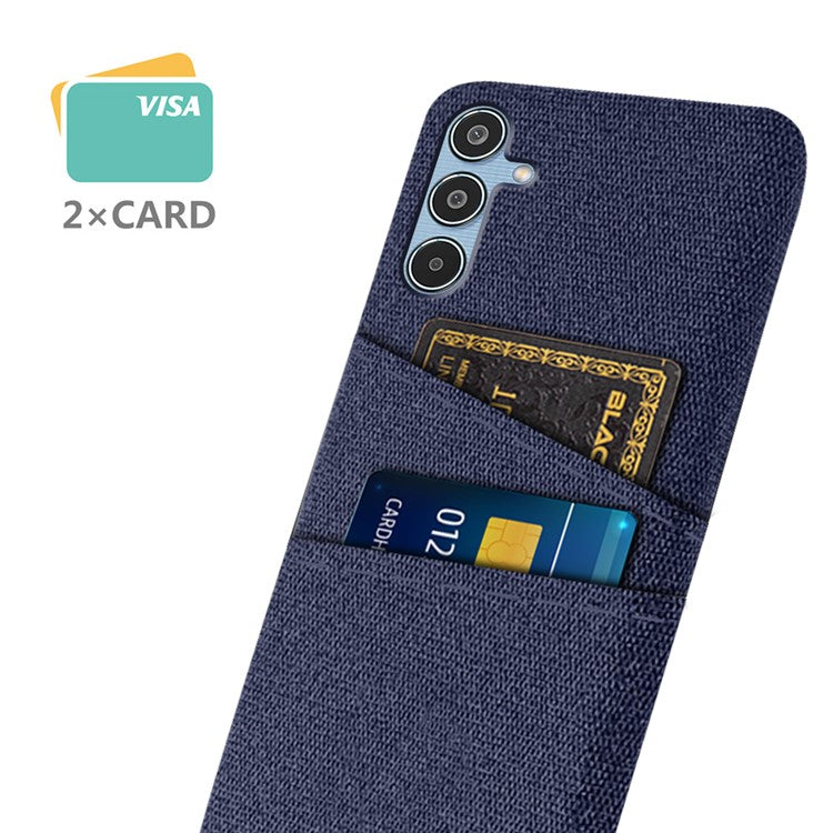 For Samsung Galaxy M35 5G Case Cloth + Hard PC Phone Cover with Dual Card Slots - Blue