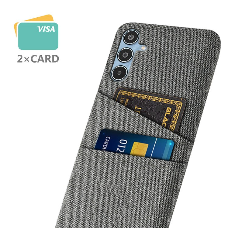 For Samsung Galaxy M35 5G Case Cloth + Hard PC Phone Cover with Dual Card Slots - Grey