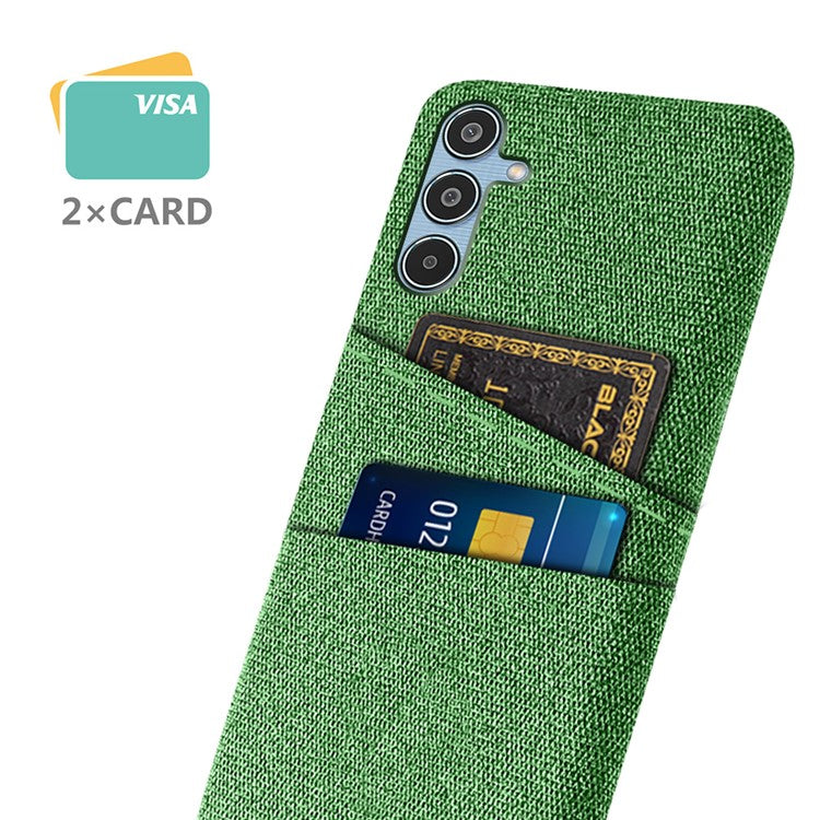 For Samsung Galaxy M35 5G Case Cloth + Hard PC Phone Cover with Dual Card Slots - Green