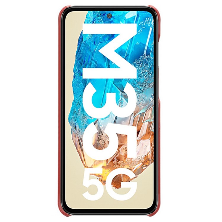 For Samsung Galaxy M35 5G Case Calf Texture PU Leather Hard PC Protective Phone Cover - Red
