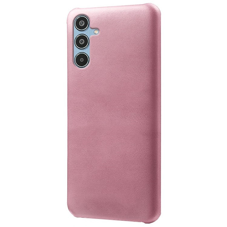 For Samsung Galaxy M35 5G Case Calf Texture PU Leather Hard PC Protective Phone Cover - Rose Gold