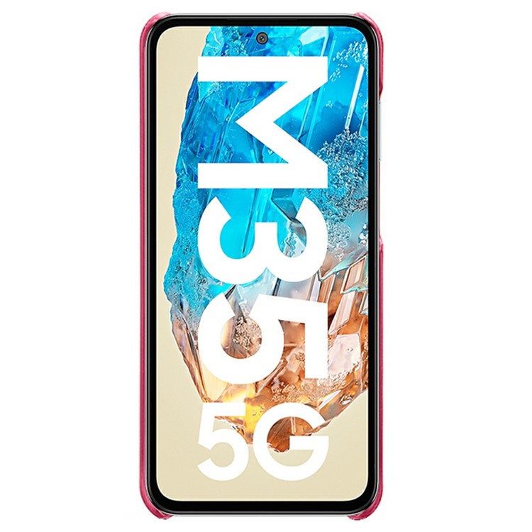 For Samsung Galaxy M35 5G Case Calf Texture PU Leather Hard PC Protective Phone Cover - Rose