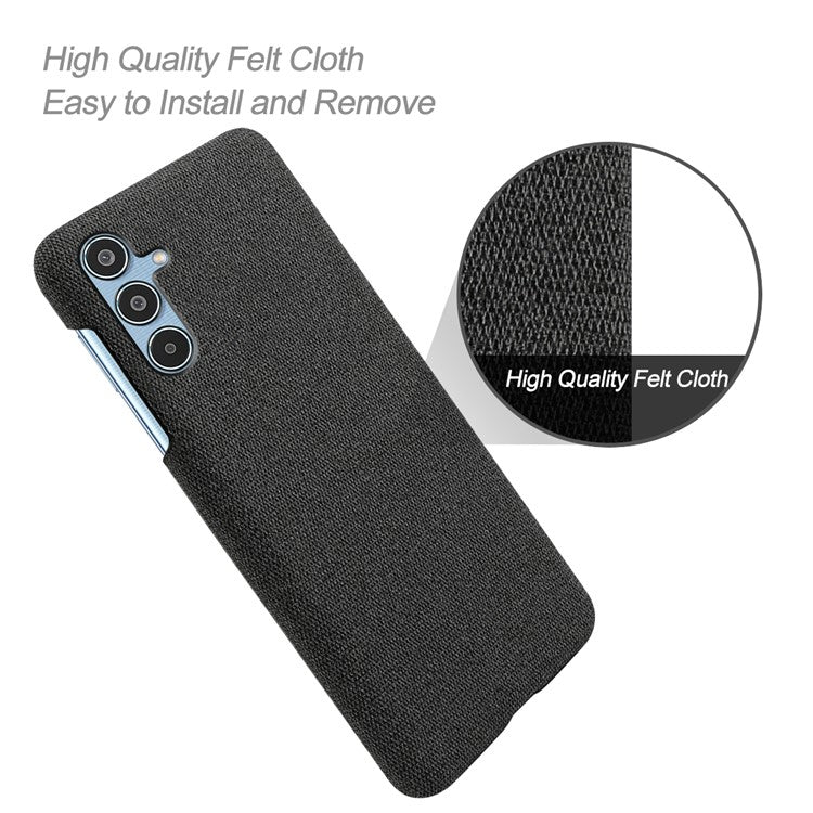 For Samsung Galaxy M35 5G Case Cloth Texture Anti-Scratch Protective PC Phone Cover - Black