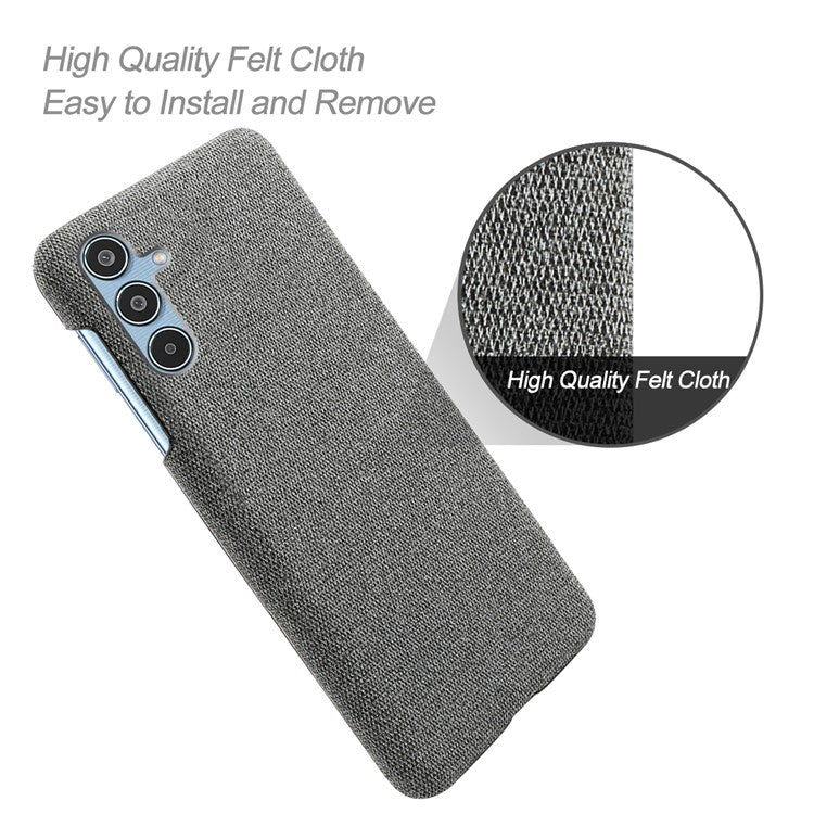 For Samsung Galaxy M35 5G Case Cloth Texture Anti-Scratch Protective PC Phone Cover - Grey