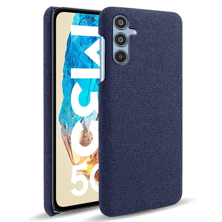 For Samsung Galaxy M35 5G Case Cloth Texture Anti-Scratch Protective PC Phone Cover - Blue