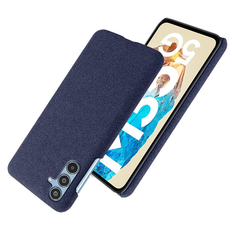 For Samsung Galaxy M35 5G Case Cloth Texture Anti-Scratch Protective PC Phone Cover - Blue