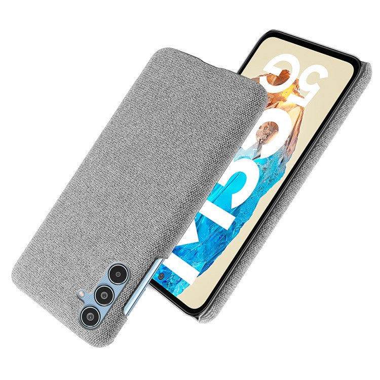For Samsung Galaxy M35 5G Case Cloth Texture Anti-Scratch Protective PC Phone Cover - Light Grey