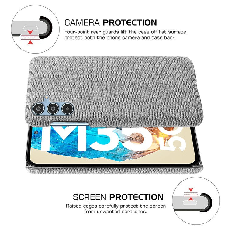 For Samsung Galaxy M35 5G Case Cloth Texture Anti-Scratch Protective PC Phone Cover - Light Grey