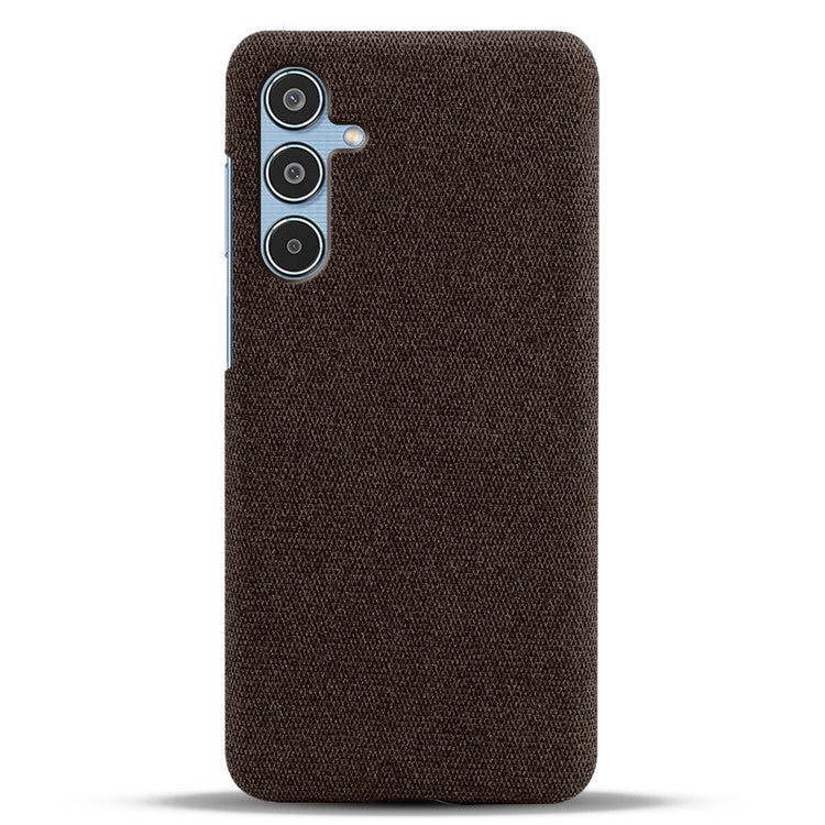 For Samsung Galaxy M35 5G Case Cloth Texture Anti-Scratch Protective PC Phone Cover - Brown