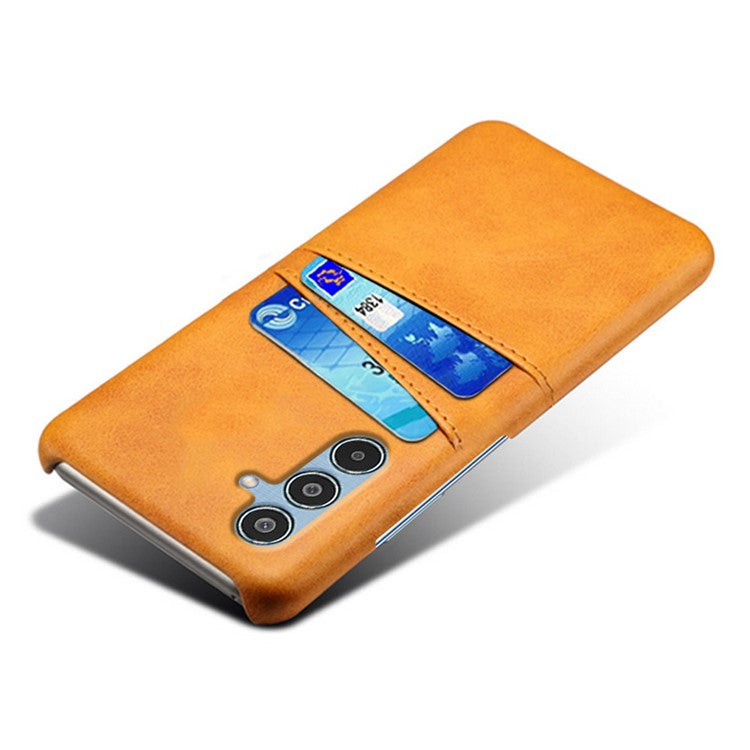 For Samsung Galaxy M35 5G Case Dual Card Slots PU Leather + Hard PC Phone Cover - Orange