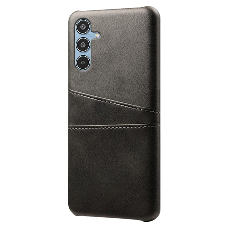 For Samsung Galaxy M35 5G Case Dual Card Slots PU Leather + Hard PC Phone Cover - Black