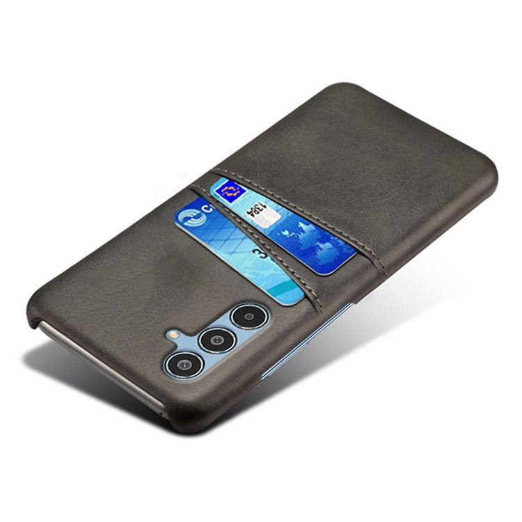 For Samsung Galaxy M35 5G Case Dual Card Slots PU Leather + Hard PC Phone Cover - Black