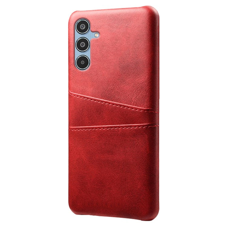 For Samsung Galaxy M35 5G Case Dual Card Slots PU Leather + Hard PC Phone Cover - Red