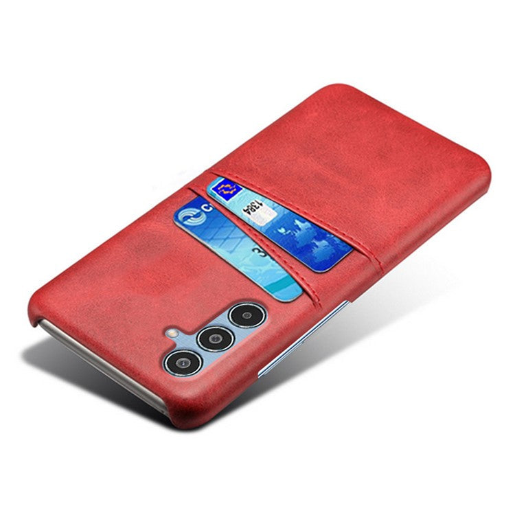 For Samsung Galaxy M35 5G Case Dual Card Slots PU Leather + Hard PC Phone Cover - Red
