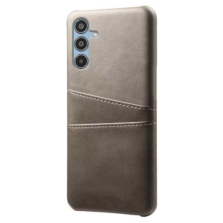 For Samsung Galaxy M35 5G Case Dual Card Slots PU Leather + Hard PC Phone Cover - Grey