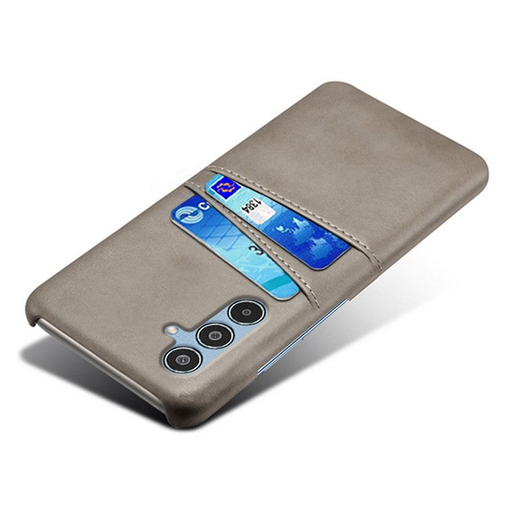 For Samsung Galaxy M35 5G Case Dual Card Slots PU Leather + Hard PC Phone Cover - Grey