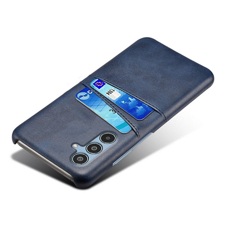 For Samsung Galaxy M35 5G Case Dual Card Slots PU Leather + Hard PC Phone Cover - Blue