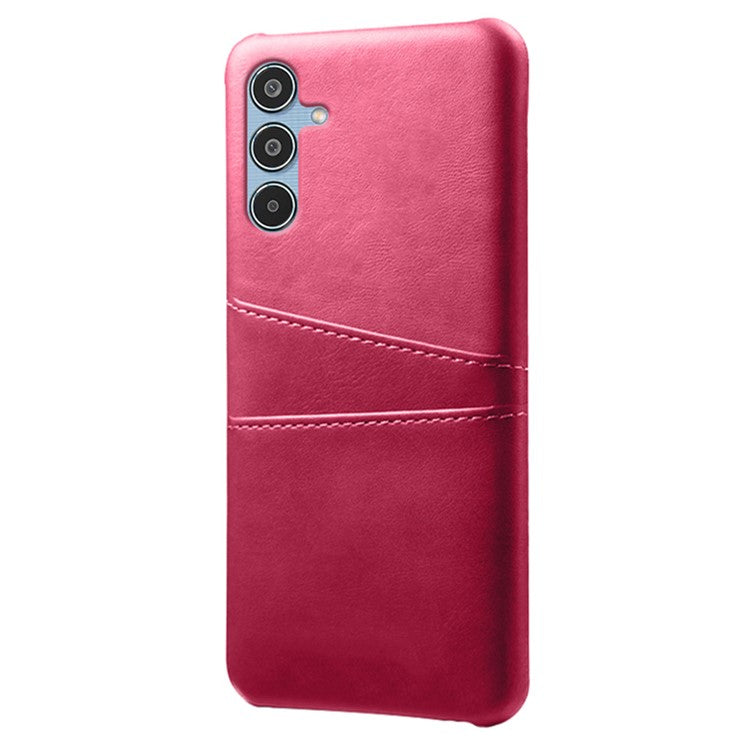 For Samsung Galaxy M35 5G Case Dual Card Slots PU Leather + Hard PC Phone Cover - Rose