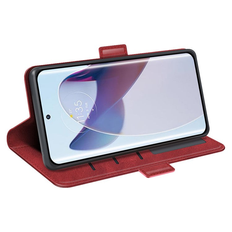 For Motorola Moto X30 Pro 5G / Edge 30 Ultra 5G Folio Flip Textured PU Leather Case Dual Magnetic Clasp Phone Stand Wallet Cover - Red