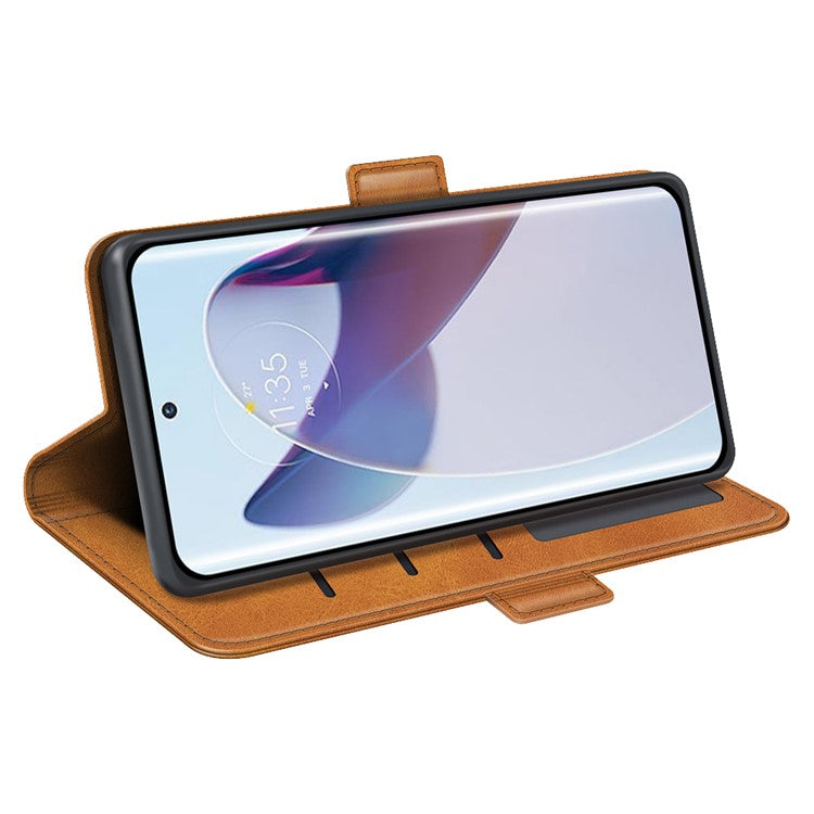 For Motorola Moto X30 Pro 5G / Edge 30 Ultra 5G Folio Flip Textured PU Leather Case Dual Magnetic Clasp Phone Stand Wallet Cover - Yellow