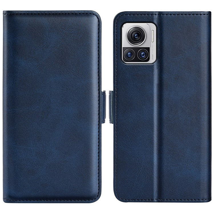 For Motorola Moto X30 Pro 5G / Edge 30 Ultra 5G Folio Flip Textured PU Leather Case Dual Magnetic Clasp Phone Stand Wallet Cover - Blue
