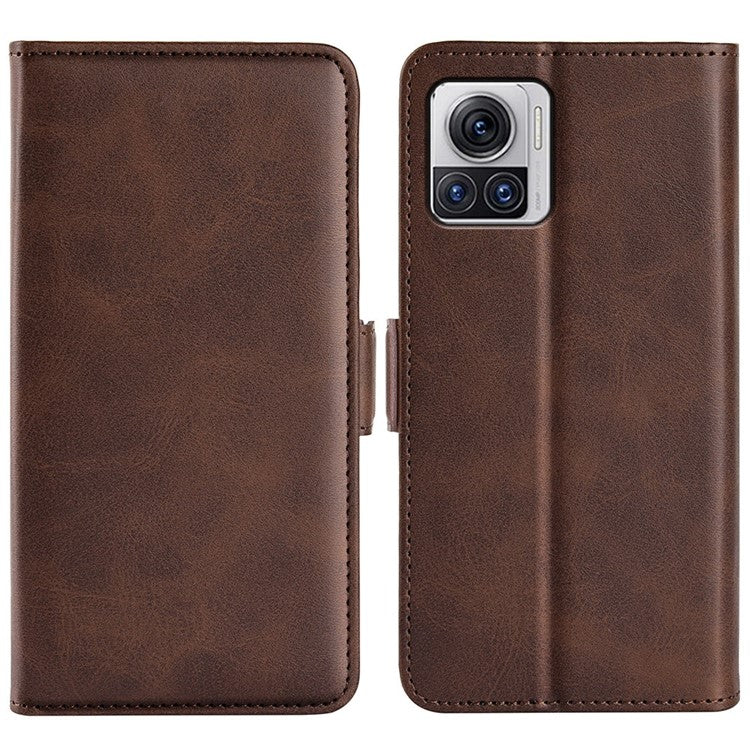 For Motorola Moto X30 Pro 5G / Edge 30 Ultra 5G Folio Flip Textured PU Leather Case Dual Magnetic Clasp Phone Stand Wallet Cover - Brown
