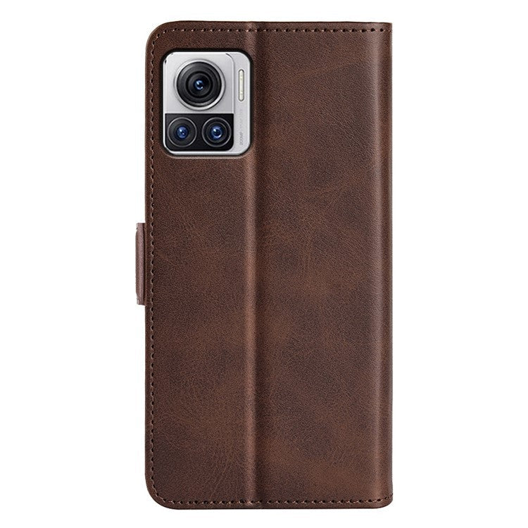For Motorola Moto X30 Pro 5G / Edge 30 Ultra 5G Folio Flip Textured PU Leather Case Dual Magnetic Clasp Phone Stand Wallet Cover - Brown